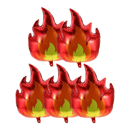 Namvo 5pcs Fire Balloons For Party Large Foil Flame Balloons Firefighter Theme Party Decoration Balloons Suitable For Boys And Girls Birthday Party
