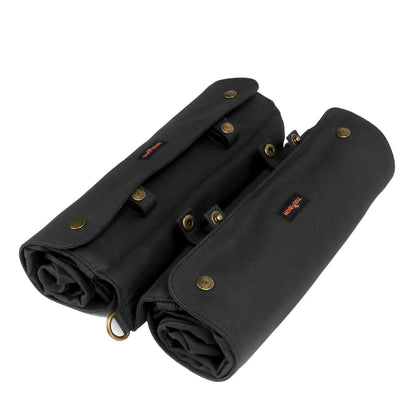TOURBON Waterproof Canvas Bicycle Bike Rear Seat Carrier Luggage Storage Bag Cycling Double Roll-up Pannier Bag Rear Pack (Black)