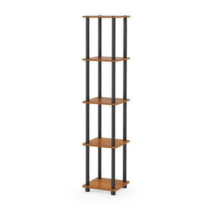 Furinno TURN-N-TUBE Storage Shelves, 5-Tier Square Book Shelf, Corner Shelf, Toolless Open Shelves, Round Tubes, for Organization and Storage