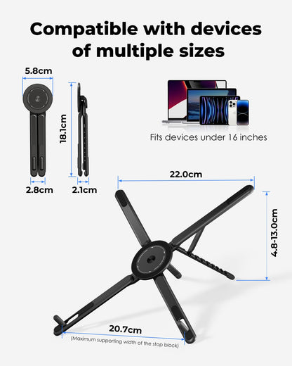 Viozon Portable Laptop Stand for Desk, Foldable Adjustable Computer Riser with Magnetic Phone Holder