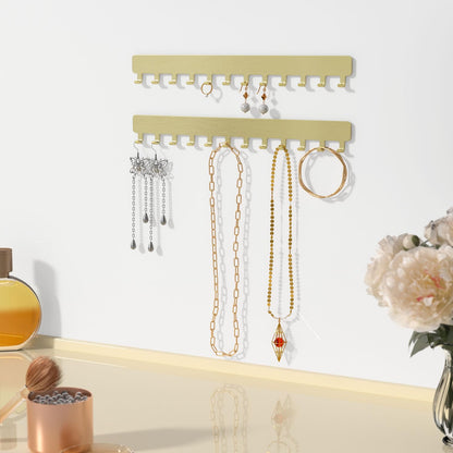 Josmimic Wall Necklace Organizer Holder: Wall Mounted Jewelry Hanging Storage Necklaces Display Hanger Gold 2 PCS