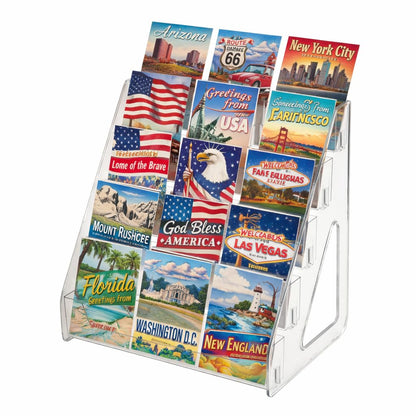 SSYYGET Greeting Card Display Stand, 3 Tier Postcard Display Stand, Portable Card Display Rack, Wooden Retail Display Holder, Magazine Organizer Rack