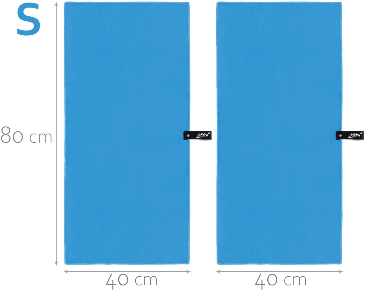 Actidry Microfibre Towel - light and absorbent - 9 colours S M L XL sizes - great for beach, sports and outdoor activity - S (40 x 80 cm) 2 pieces