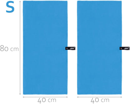 Actidry Microfibre Towel - light and absorbent - 9 colours S M L XL sizes - great for beach, sports and outdoor activity - S (40 x 80 cm) 2 pieces