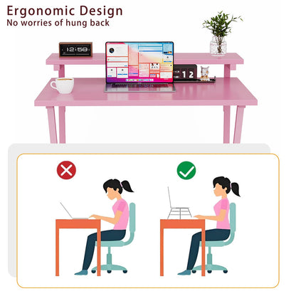 COTUBLR 70 x 48 cm Desk, Small Computer Desk for Small Spaces, Gaming Desk with Adjustable Monitor Stand, Modern Simple Style Compact Desk