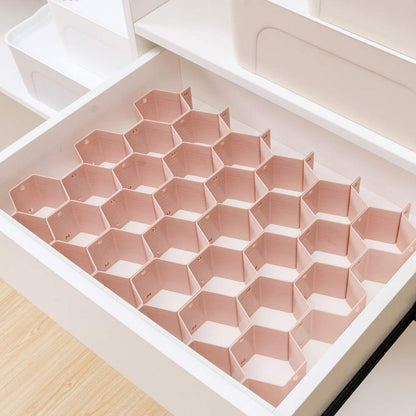Poeland Drawer Divider Organizer 8pcs DIY Plastic Grid Honeycomb Drawer Divider Pink 2 Pack