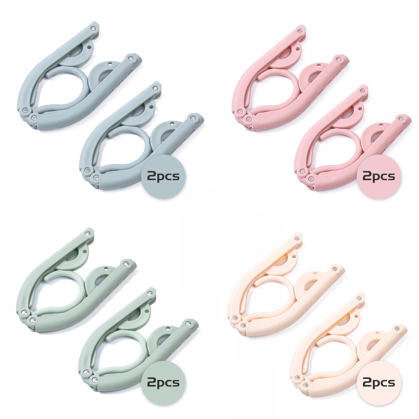 8pcs Folding Clothes Hangers, LOMYLM 4 Colors Travel Hangers Foldable