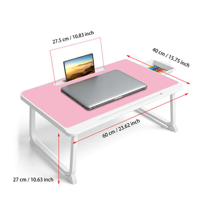 Lap Desk, Bed Table with Drawer, for Laptop, Reading, Writing, Eating & Watching Movies on Bed, Sofa, or Floor, Office and Home (Red)