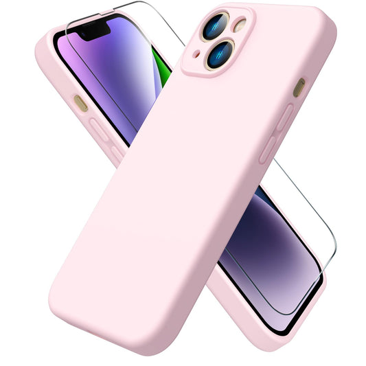 ACRONIX Compatible with iPhone 14 Case 6.1",with 1 x Screen Protector, Silky-Soft Touch Liquid Silicone Case Shockproof Rubber Cases Comprehensive