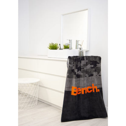 Herding Bench Nature Inspired Beach and Sauna Towel, 80 x 180 cm, 100% Cotton, Velour, with Hanger, Colour: Grey camouflage pattern, item no.