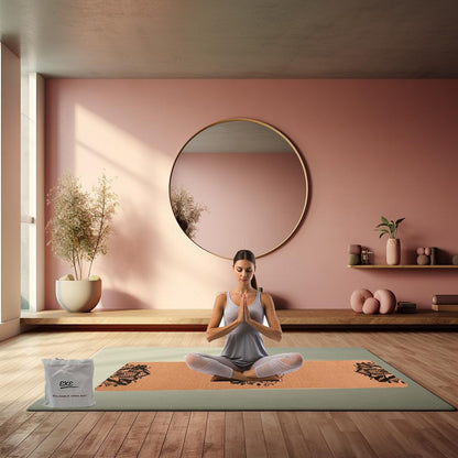 EKE Cork Folding Yoga Mat, 5mm Thickness, Standard Size, Foldable, Lightweight and Portable, Suitable for Yoga, Pilates, Fitness, Sports, Training,