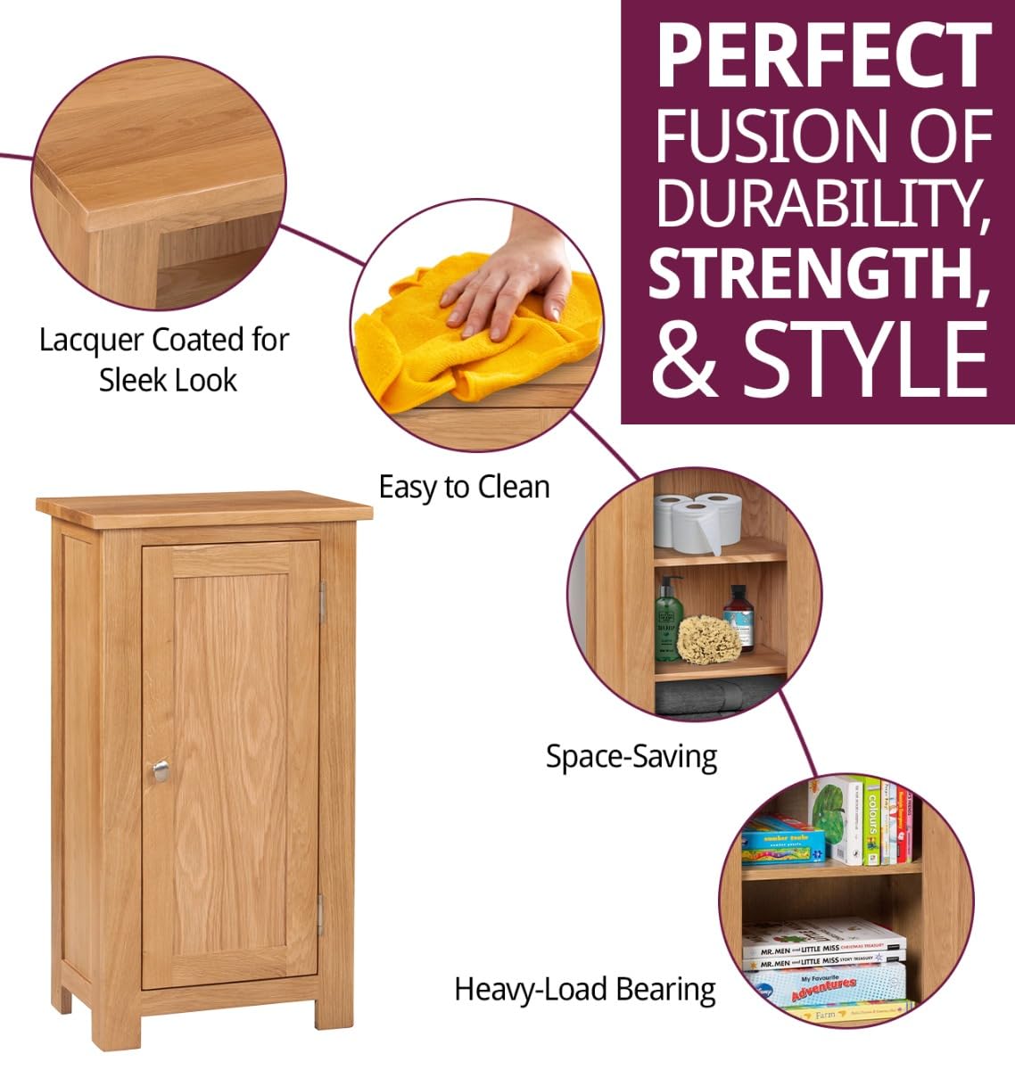 Hallowood Furniture Waverly Oak Small Cupboard with 2 Adjustable Shelves