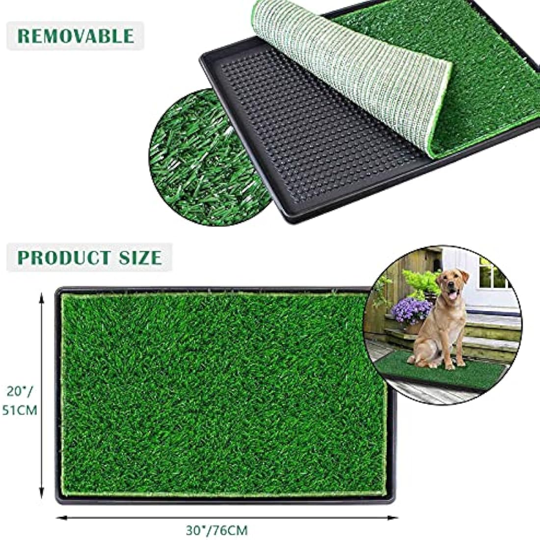 BRIAN & DANY Dog Toilet Puppy Pee Training Pad, with Two Artificial Grass Mats and Waste Tray for Indoor/Outdoor, 76cm x 51cm