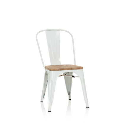 hjh OFFICE Vantaggio Comfort W 645046 Bistro Chair Metal Industrial Design Seat Stackable White/Wood