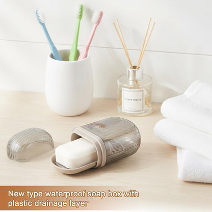 Culinavog 2Pcs Travel Soap Case, Soap Dish with Lid Portable Waterproof and Leakproof, Travel Containers with Drainage Layer Including Handle