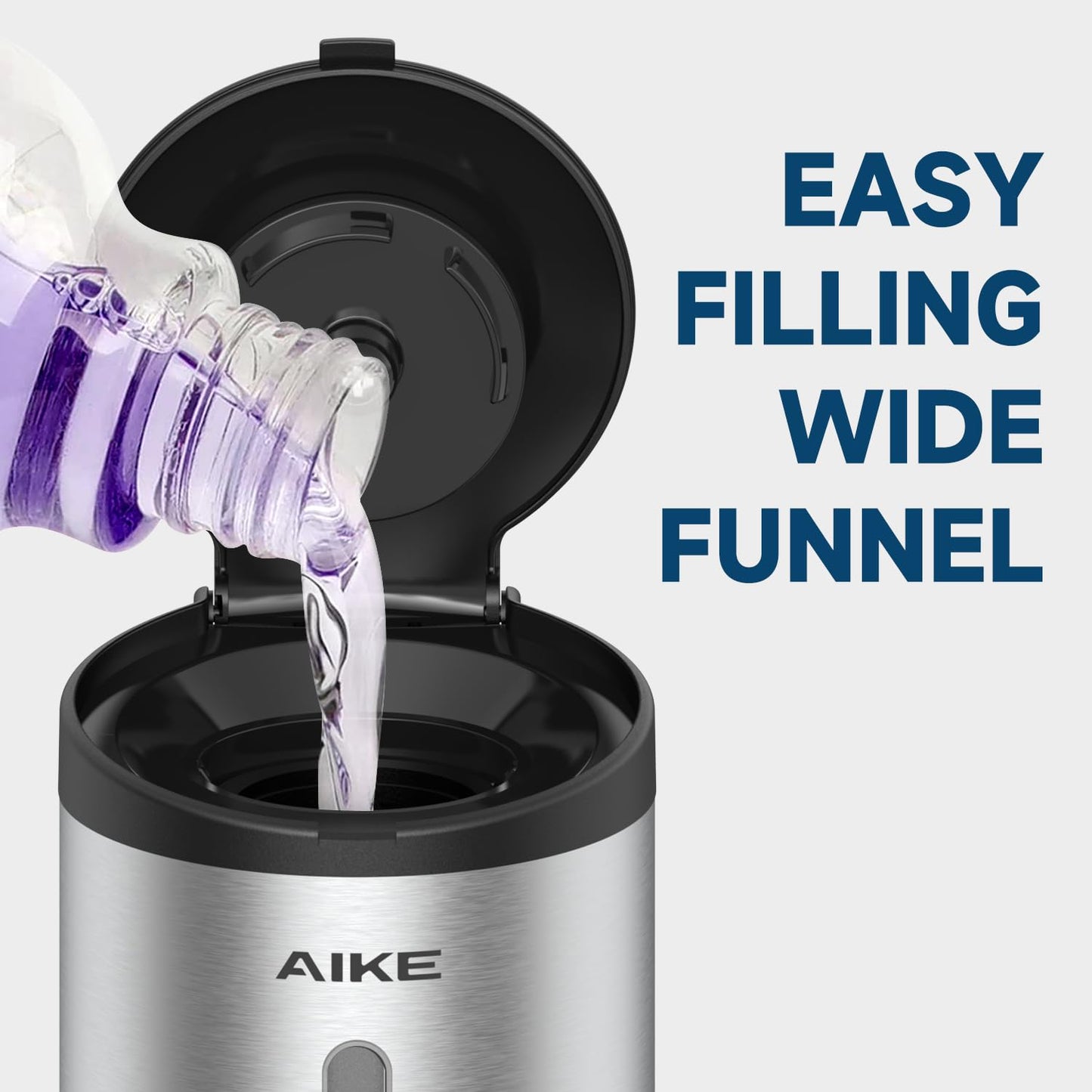 AIKE New AK1205 800ml Wall Mounted Soap Dispenser, Automatic Hand Soap Dispenser, Commercial Stainless Steel Liquid Dispenser