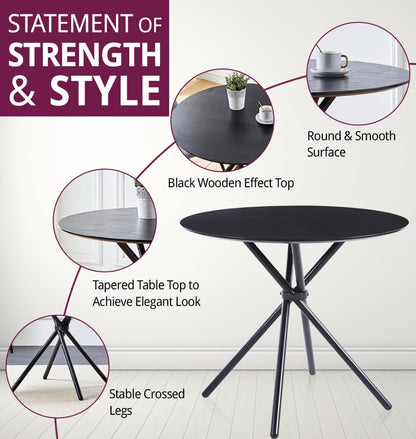 Hallowood Furniture Cullompton 90cm Round Dining Table and Chairs Set 2