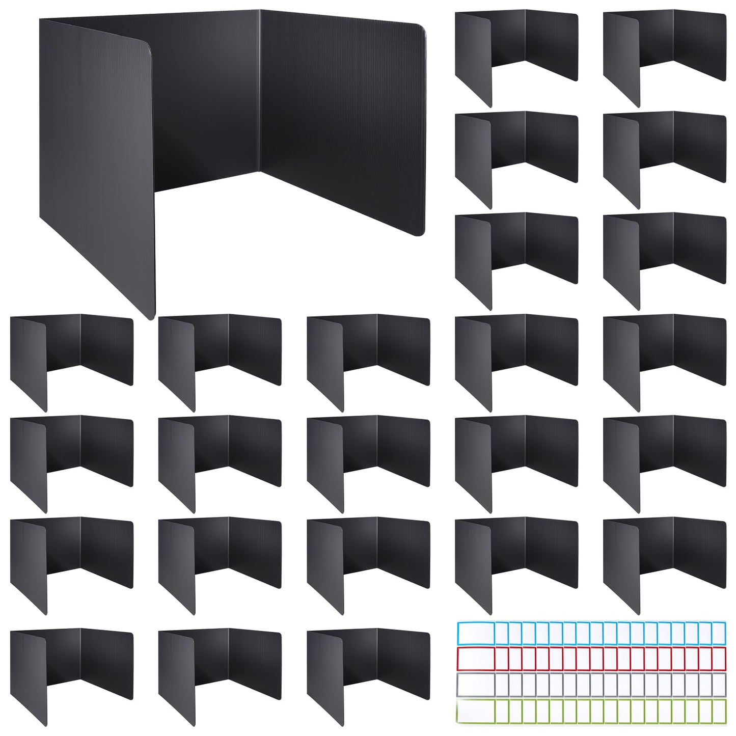 Novelfun 24PCS Desk Dividers for Students Portable Privacy Shields - Black