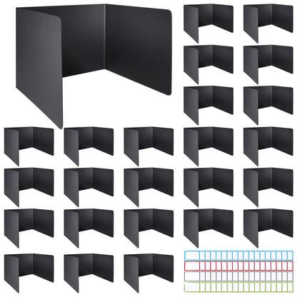 Novelfun 24PCS Desk Dividers for Students Portable Privacy Shields - Black