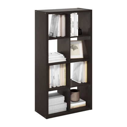 Furinno CUBICLE Book Shelf, 8-Cube Thick Frame Bookshelf, Horizontally & Vertically Reversible Bookcase with Open Back, 14.6 x 30 x 57.9