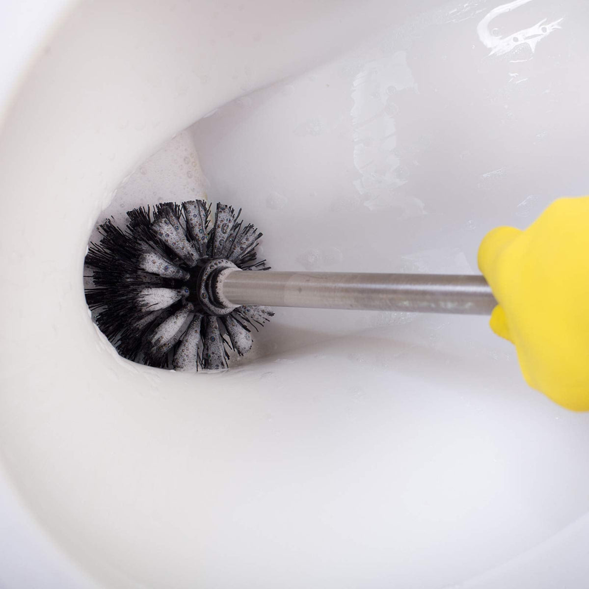 Toilet Brush, 4PCS Toilet Brushes with Stainless Steel Handle, Standing Stainless Steel Toilet Brushes for Bathroom Toilet-Ergonomic, Elegant,Durable