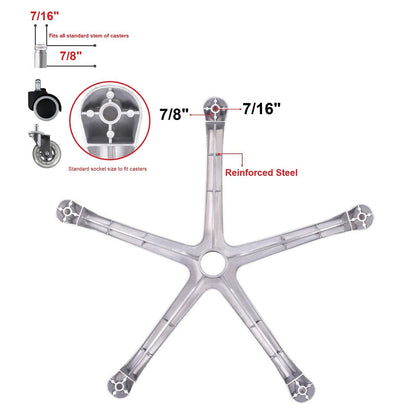 Kaleurrier Chair Parts Base Replacements,Metal Legs for Swivel Rolling Chairs & Stools,Aluminum 5 leg bottom Heavy Duty 400 lbs,in Universal Standard