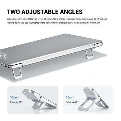 YIMATEECO Portable Laptop Riser Mini Laptop Stand for Desk, Zinc Alloy Self-Adhesive Keyboard Stand Tilt Angle Adjustable