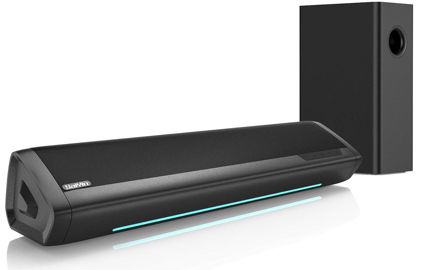 Saiyin Sound Bar with Subwoofer for TV, 17-inch Soundbar, 2.1ch Surround Sound System with Adjustable Bass, Volume Indicator and Bluetooth/Optical/AUX