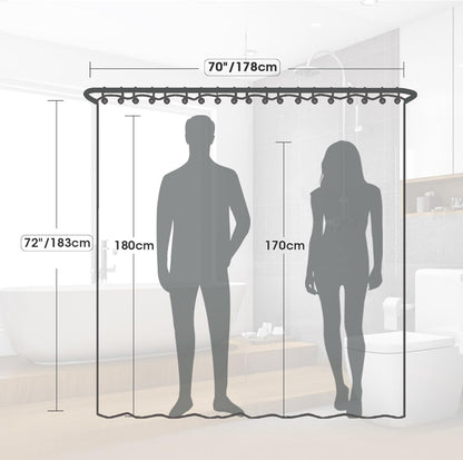 TGYIMENG Shower Curtain for Bathroom - Mould and Mildew Resistant - Grey, 180 x 180 cm (71 x 71 Inch) Water Repellant PEVA Fabric