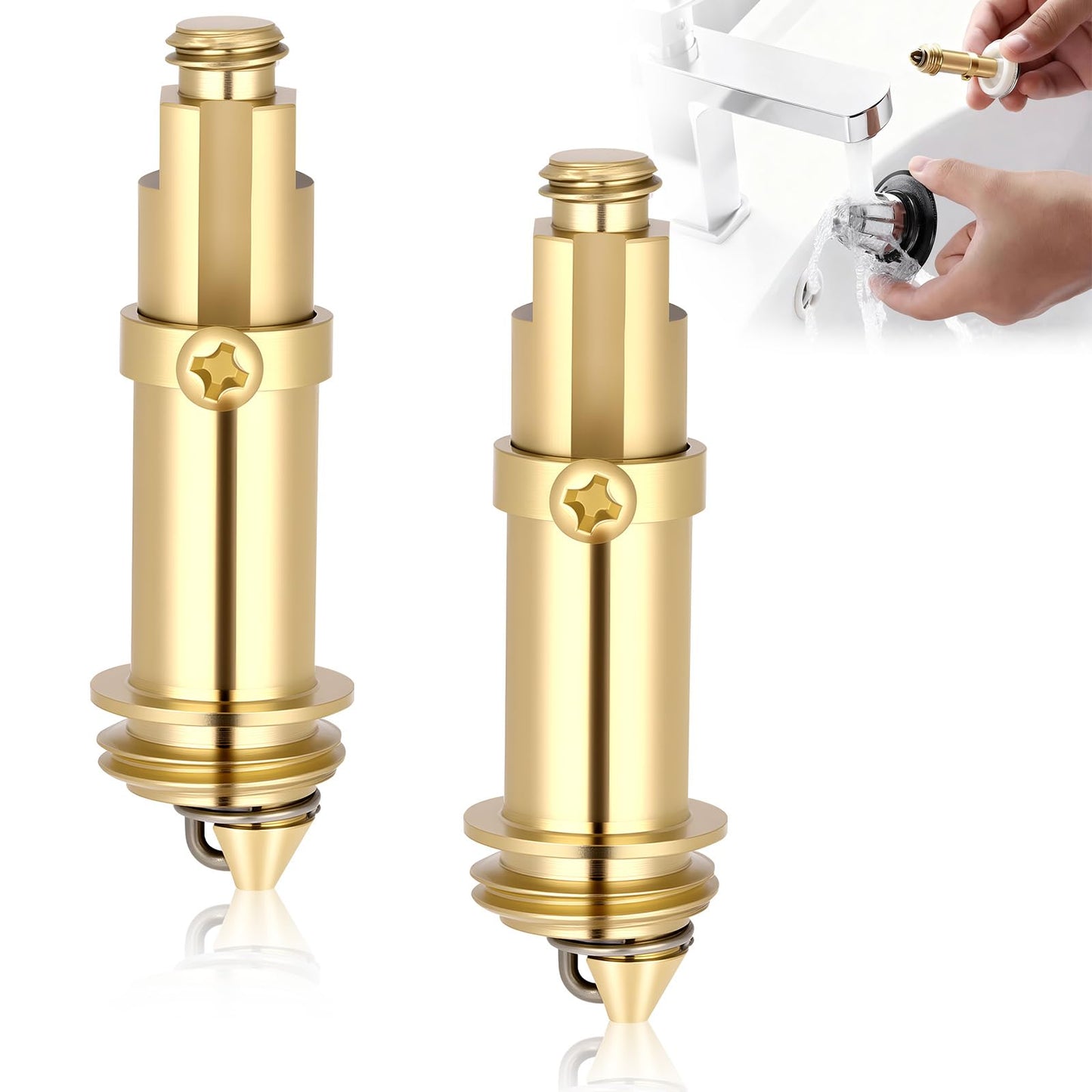 ABOHU Basin Pop Up Click Clack Brass Plug Bolt, 2 Pcs Basin Pop Up Click Clack Slotted Plug Bolt Assembly Basin Pop Up Plug Bolt Replacement Screw