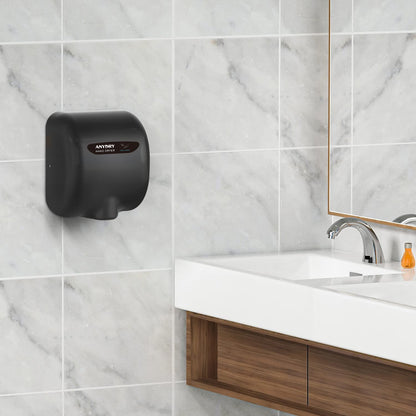 anydry 2800B Commercial Hand Dryer For Toilets,Heavy Duty Stainless Steel Electric Hand Dryers,With Banner.(Matte Black)