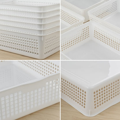 Gitany 6-Pack White A4 Basket Tray, A4 Rectangular Plastic Storage Basket