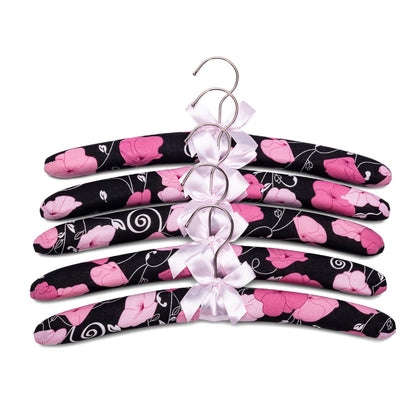 Imergo 38CM Floral Padded Clothes Hangers for Women, No Shoulder Bump Hangers for Adult, Padded Clothes Hangers for Women Sweaters, Dresses, Suits