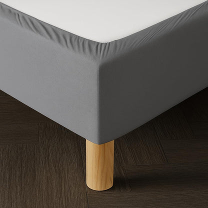 Dahlica Bed Base Cover Double140x190 cm Grey – Soft and Stretchy Fabric – Impeccable Look – Easy to Install