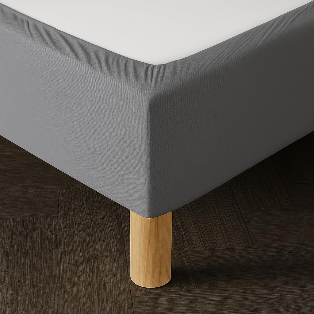Dahlica Bed Base Cover 140 x 200 cm Grey – Soft and Stretchy Fabric – Impeccable Look – Easy to Install
