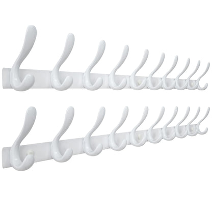 HONSKY Wall Mounted Coat Rack - 94cm Long Heavy Duty Metal 10 Double Hook, Sturdy & Space-Saving, for Hallway,Bedroom, Entryway, Holds Jackets