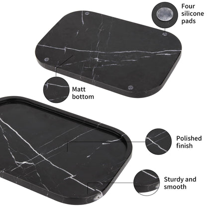 Marble Bathroom Vanity Tray, Black Marquina, 30 x 20 x 1.8cm