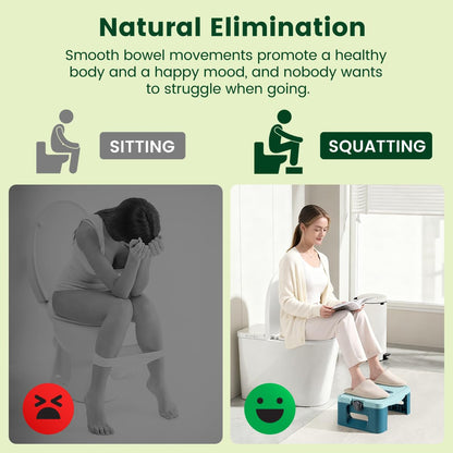 GedFong 17cm Folding Toilet Stool, Non-Slip Bathroom Footrest, Space-Saving Foldable Toilet Stool with Aroma Compartment, PP Material, Algae Green