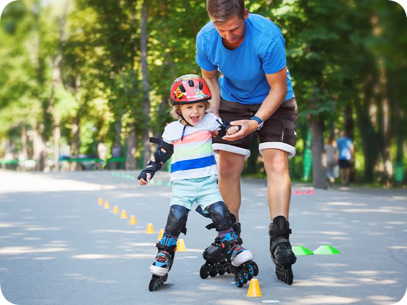 meteor Inline Skates Children's Kids Inliners Roller Skates Roller Blades ABEC 7 Carbon Children's Inline Skates Adjustable Shoe Size (Blue, S 30-33)