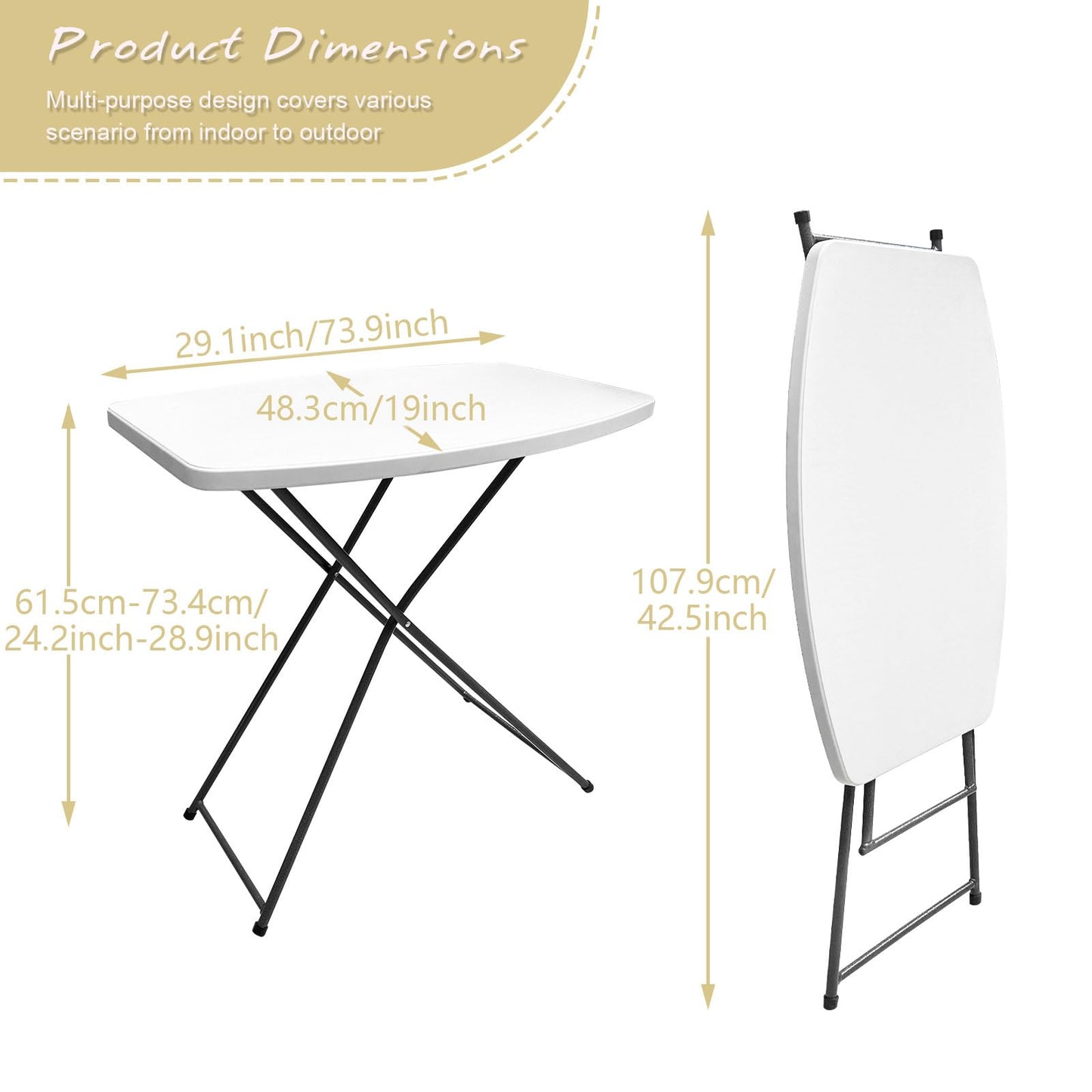 HQTrailTrekker Set of 2 TV Tray Tables Folding Portable Adjustable Plastic Folding Table TV Dinner Tray Foldable for Living Room Dining Room Offers