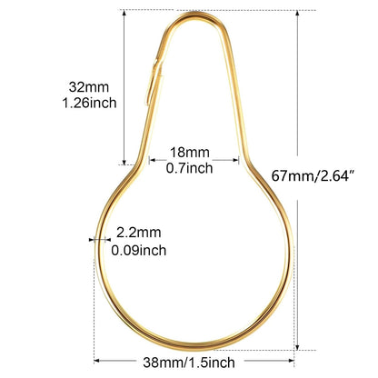 TA-VIGOR 20pc Shower Curtain Rings - Metal Decorative Hooks, Loop Hangers, Hanging Clips for Bathroom/Kitchen Curtain Rods, Gold