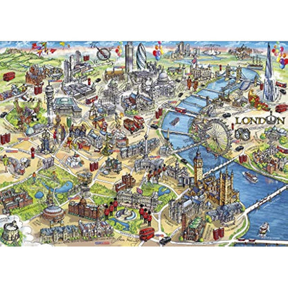 London Landmarks | 1000 Piece Jigsaw Puzzle | London Map Puzzle | Sustainable Puzzle for Adults | Premium 100% Recycled Board | Great Gift for Adults | Gibsons Games