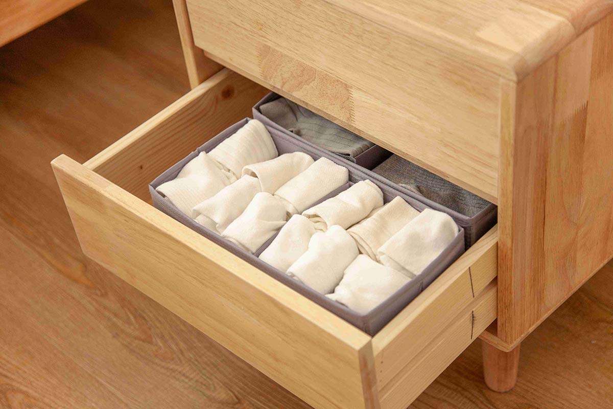 IHOMAGIC Closet Storage Boxes Foldable 2 Pack Small 210D Fabric Foldable Storage Cubes Bin For Adult Baskets Organizer Box Containers Included
