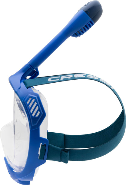CRESSI Java Full Face Mask Blue/Blue Navy L/XL-Unisex Full Face Snorkel Mask, Ultra Clear Anti Fog Lens, 100% Silicone, Snorkel Dry with Safety