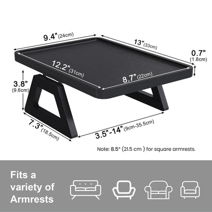 Fibogollo Sofa Tray,Bamboo Folding Couch Arm Tray,Sofa Armrest Trays Clip-On Couch Desk for Drinks,Snacks,Phone,Remote Control (Black)