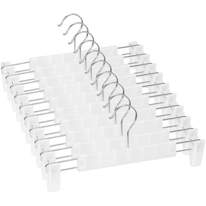 Lamitocs Pack of 10 Clothes Hangers with Strong Non-Slip Adjustable Clips Hooks, Space-Saving Trouser Hangers for Hanging Trousers, Socks, Skirts