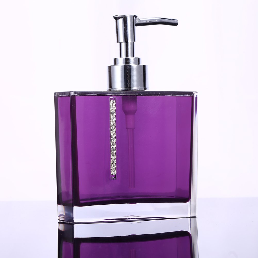 Acrylic Purple 5Pc Bathroom Accessories Set - Soap Dish, Bath Cup, Bottle, Toothbrush Holder