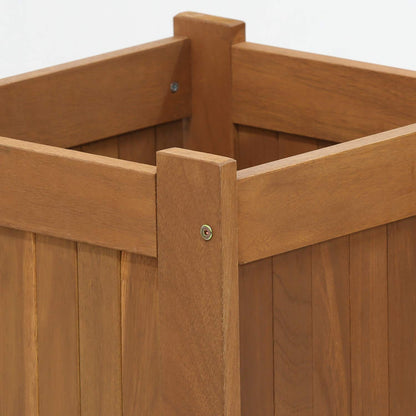 Furinno Tioman Hardwood Outdoor Flower Box, Planter Stand in Teak Oil, Natural, 2-Pack