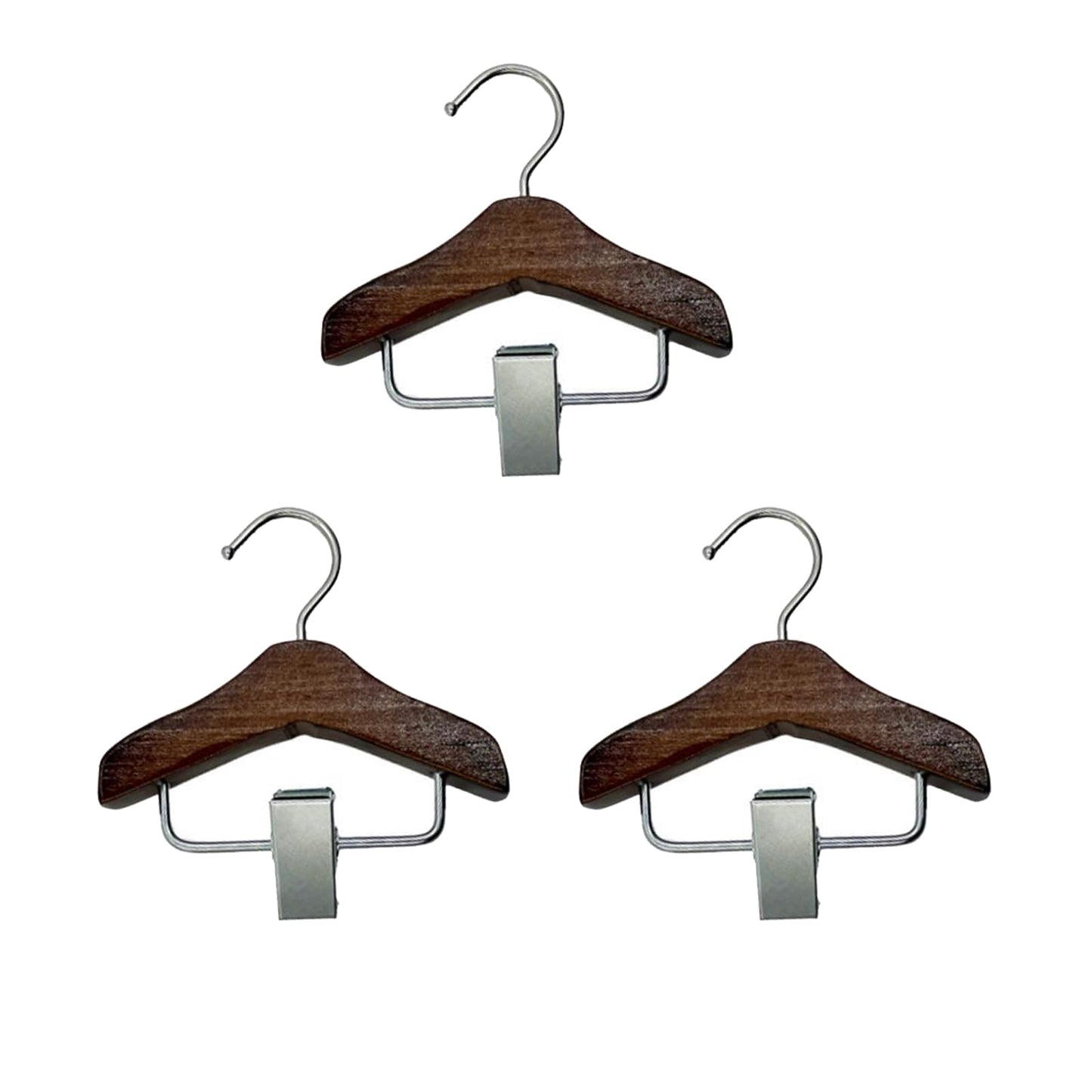 Golden Apple 3 Pcs Wooden Mini Hanger Pet Clothes Hanger with Anti-Slip Clip Small Hanger for Hat Wigs Socks (Coffee)