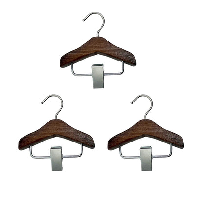 Golden Apple 3 Pcs Wooden Mini Hanger Pet Clothes Hanger with Anti-Slip Clip Small Hanger for Hat Wigs Socks (Coffee)